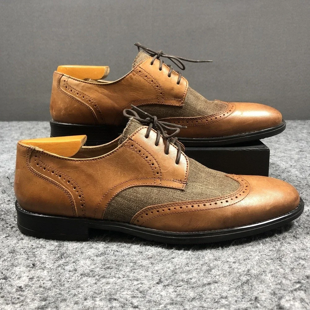 JBE Jean Baptiste Ebrard Shoes Mens Size 11-11.5 Brown Leather Wingtip Brogue
